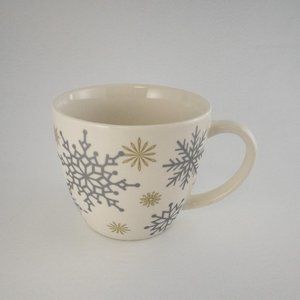 Starbucks 2009 Collectible Christmas Mug, Ceramic with Silver & Gold Snowflakes